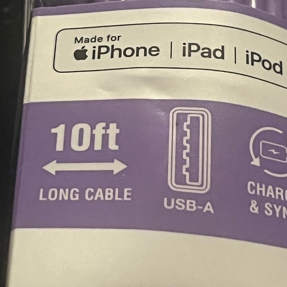 Wireless Gear 10’ Lightning Cable and wall charger For IPhone | Lavender - Picture 2 of 4